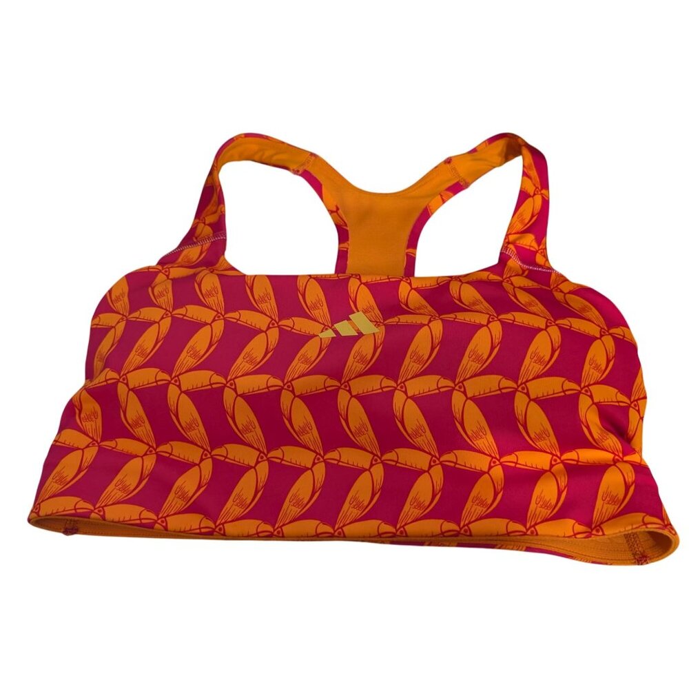 Womens Adidas Farm Rio Sports Bra S Orange/Red Toucan Print Size 36 A/B